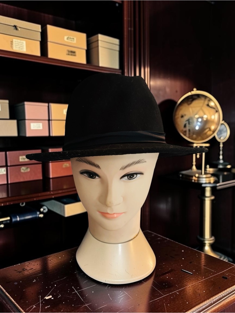 Vintage Dorfman PACIFIC XL MENS BLACK FEDORA HAT Wool Blend Made In The USA